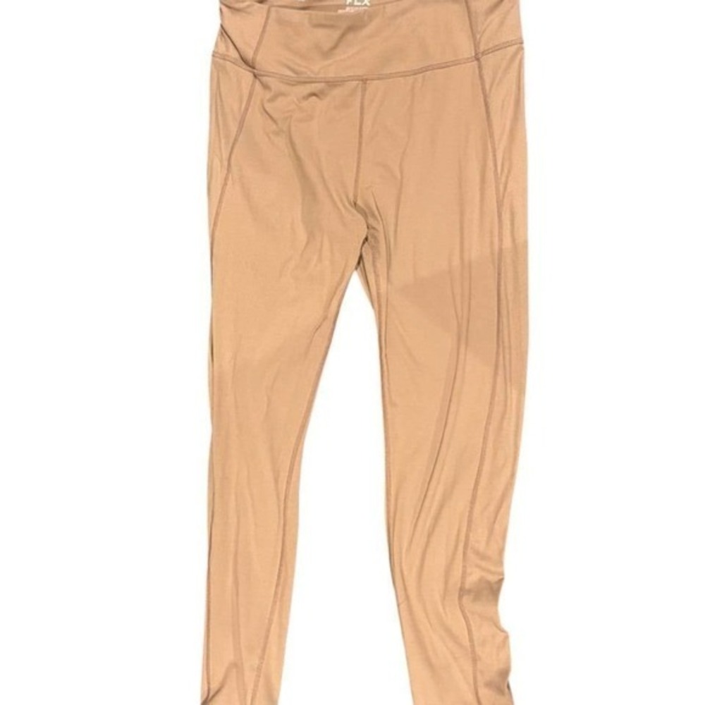 FLX Womens High Rise Activewear Leggings Tan XL‎ Solid Athletic Yoga Pants